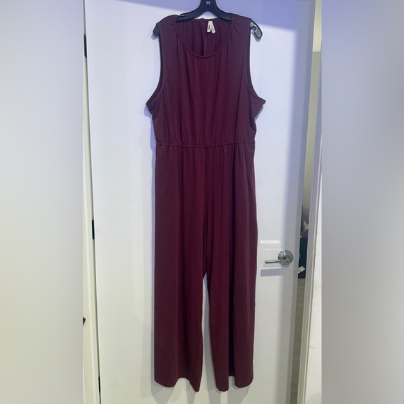 Pact Maroon Luxe Jersey Cut Out Wide Leg Jumpsuit Size XXXL - Picture 2 of 5